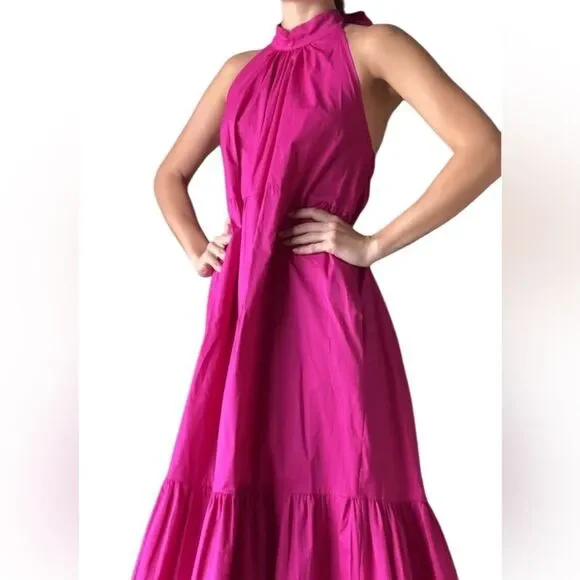 NWT Monica Nera Demi Midi Pink Dress Orchid Flower Size S - Picture 5 of 11